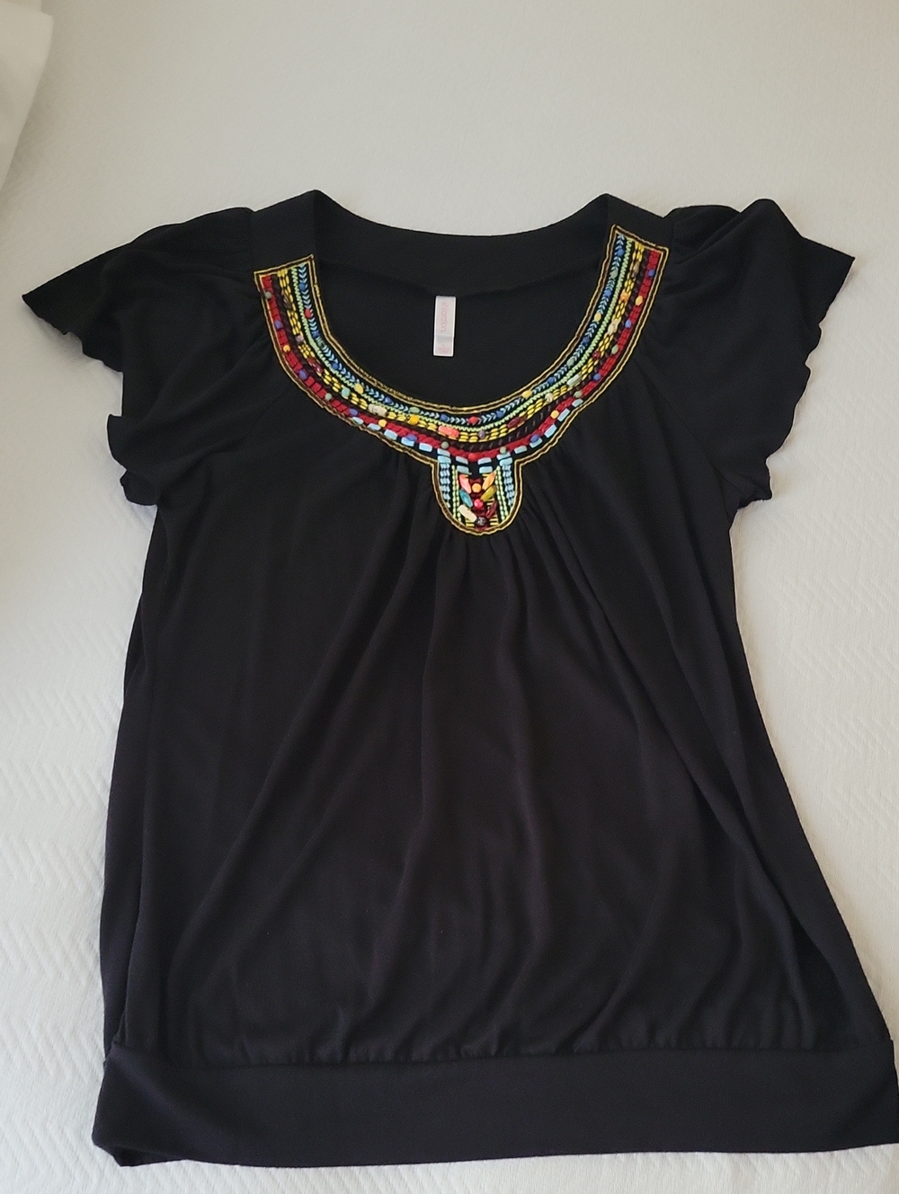 Xhilaration Black Top Embroidery and Beads - L